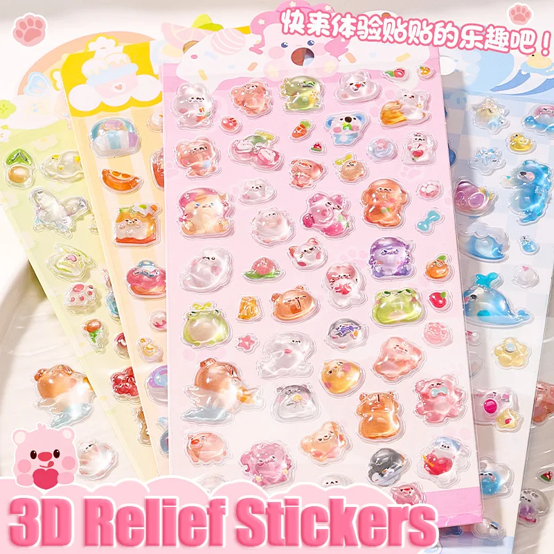 Cute Creative 3D Relief Stickers Candy Ghost Drop Stationery Sticker DIY Decor Scrapbooking Aesthetic Stickers