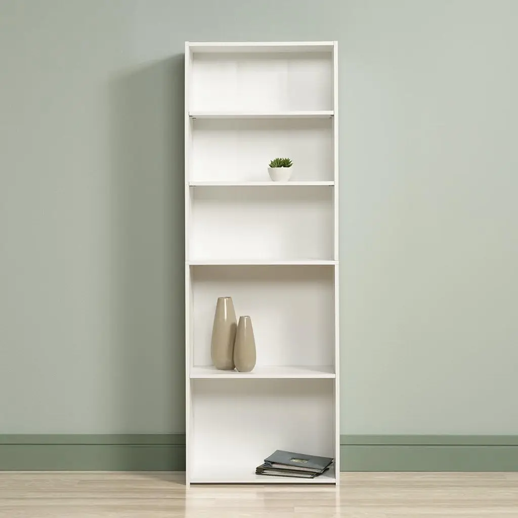 Sauder bearins-estantería para libros, estantería para libros, L: 24,57 "x W: 11,50" x H: 71,18 ", acabado blanco suave, 5 unidades