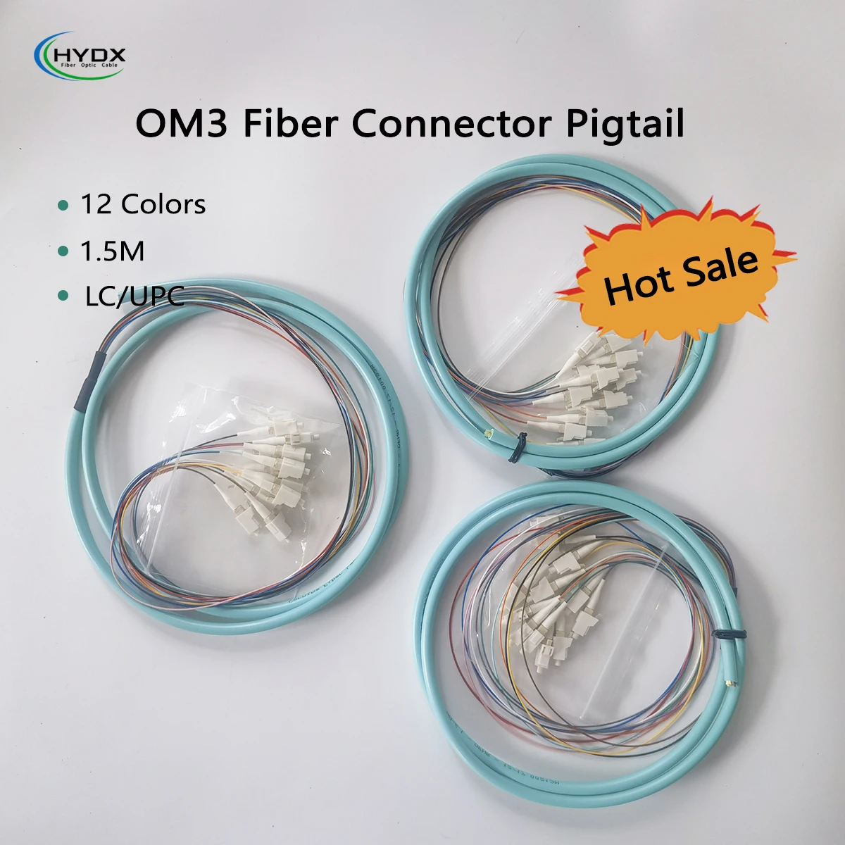 

OM3 12 Colors Fiber Optic Network Pigtail LC/UPC 1.5M 0.9mm Multimode Indoor FTTH High Quality Patch cord Tail