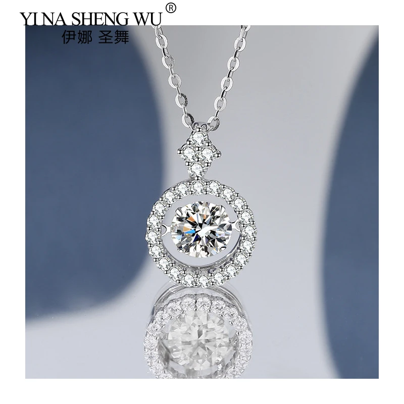 S925 Sterling Silver Moissanite Necklace Beating Heart Ladies Collarbone Chain Fashion Temperament Pendant Necklace Holiday Gift