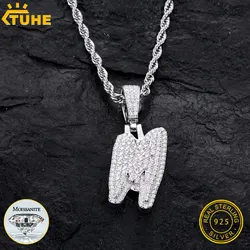 TUHE New Classic Moissanite Letters 925 Silver Pendant Moissanite Letters Pendant Punk Hiphop/Rock For Men Hip Hop Jewelry