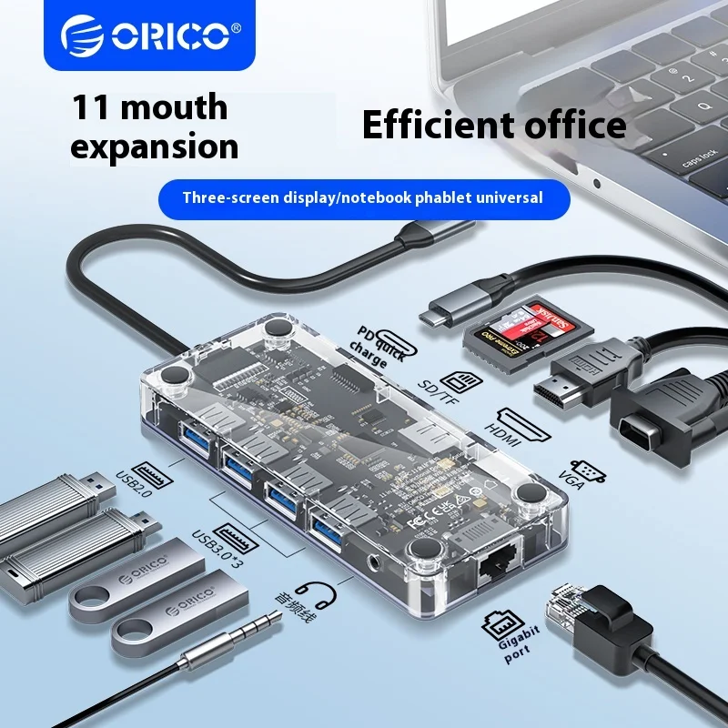 

ORICO Multi Port USB3.0 Hub Docking Station Extender TypeC Expansion Dock Hub Splitter Thunderbolt 4HDMI For Laptops PC Laptop