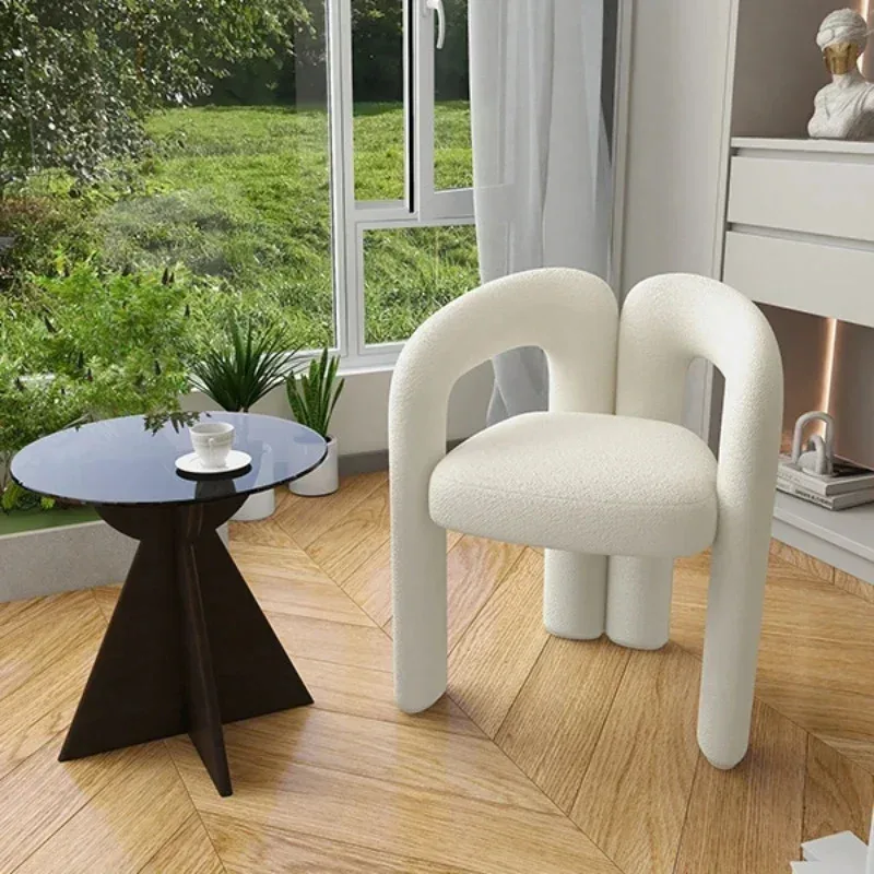 Modern Nordic Light Luxury Backrest Dining Chairs Minimalist Casual Home Lint Soft Sponge Makeup Stool Living Room Furniture