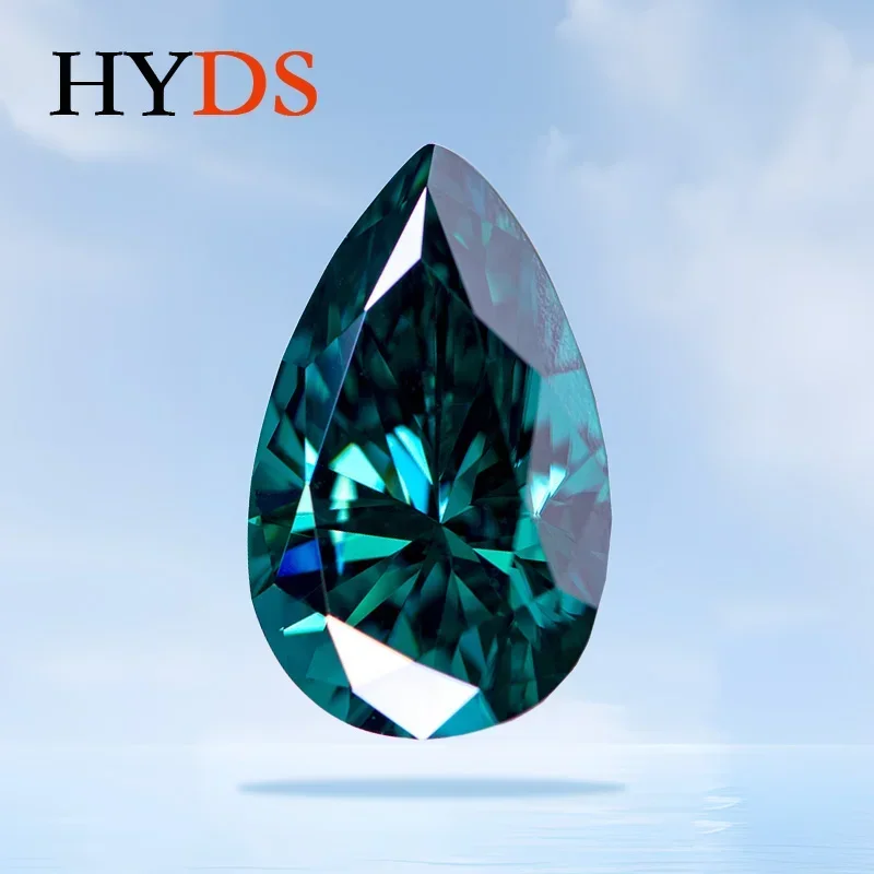 

Moissanite Stone Gemstone Natural Colour Emerald Green VVS1 Pear Shaped Charms for Jewelry Making Materials with GRA Certificate