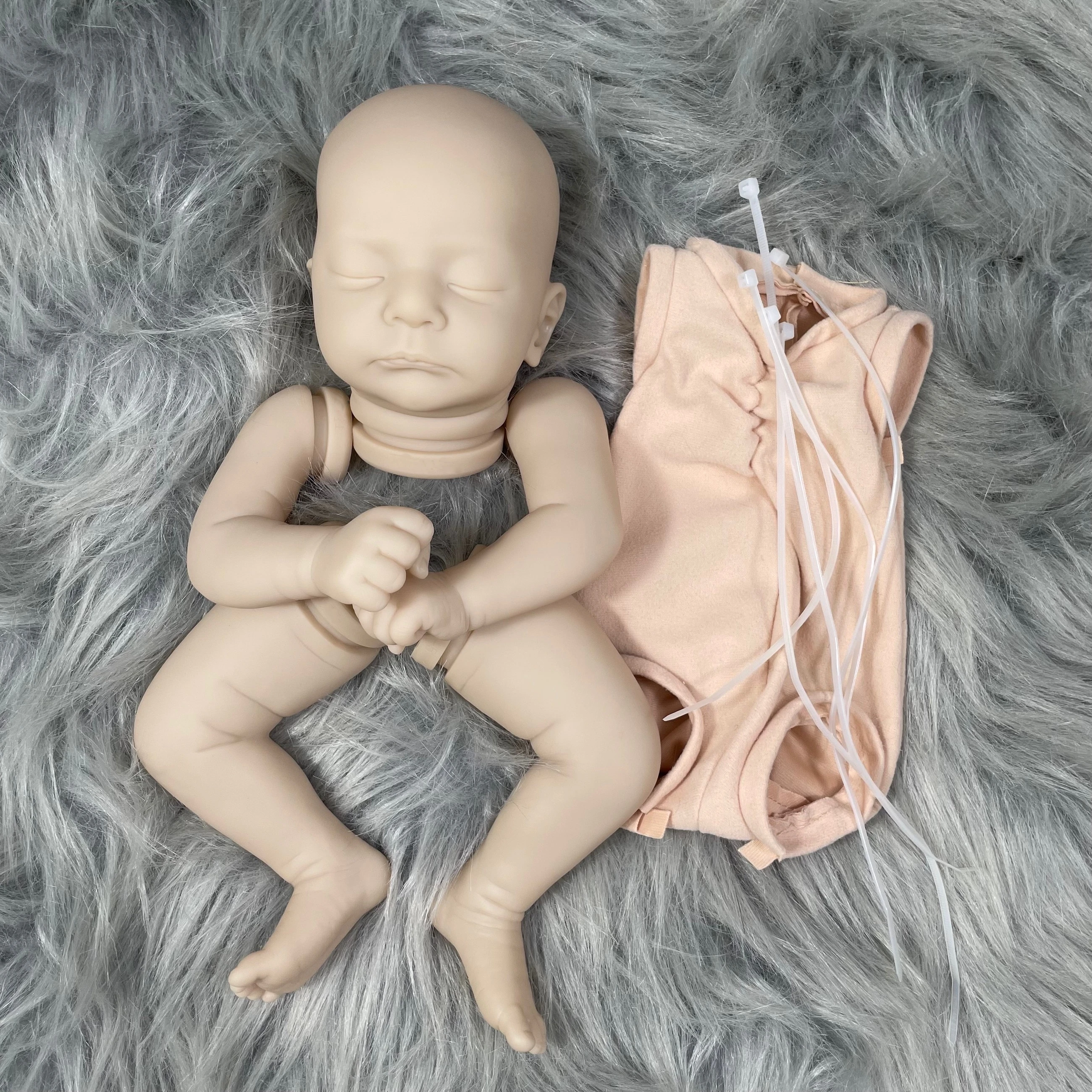 MRB 19 Inch  Reborn Vinyl Doll Kit Kai Unpainted Blank Doll Parts Lifelike Mold With Full Arms and Legs Cloth Body Included