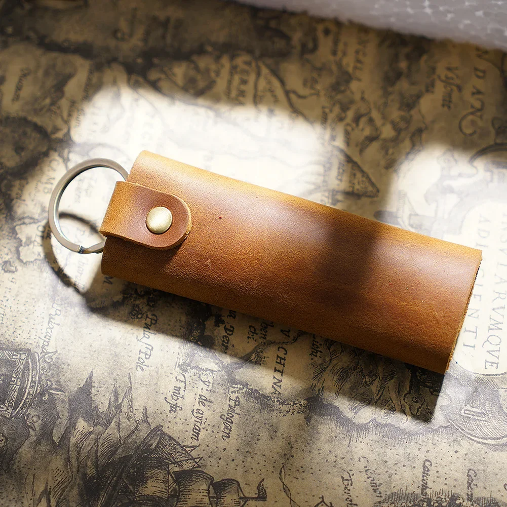 Genuine Leather Key Holder Small Home Keys Storage Bag Minimalist Key Ring Pouch Cow Leather Personalized Key Organizer Wallet