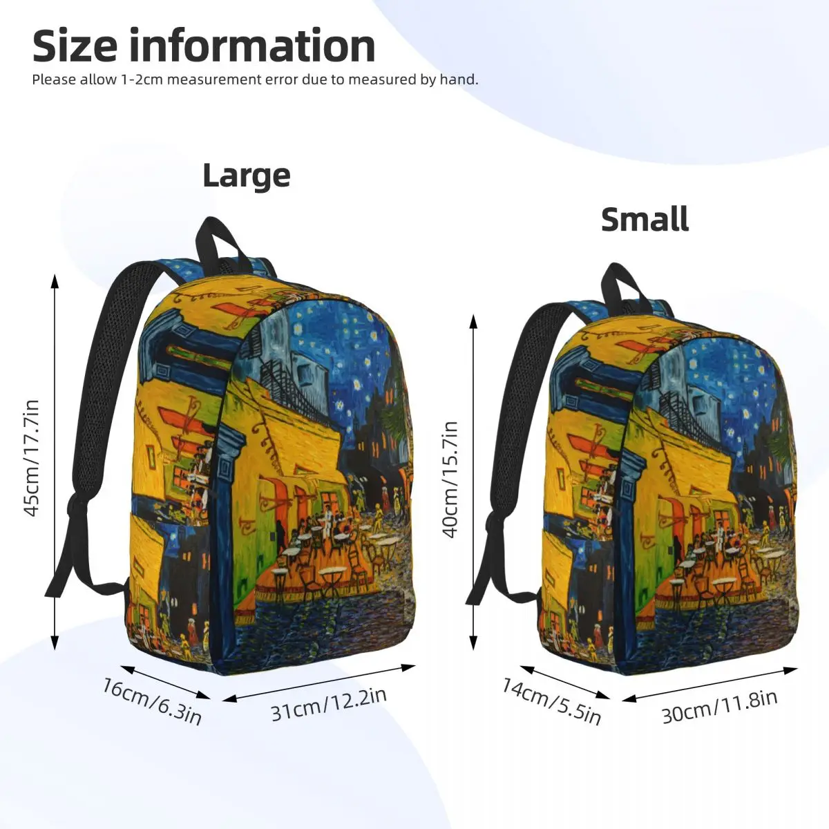 Van Gogh Cafe Terrace At Night Backpack for Men Women Cool High School Business Daypack Laptop Computer Canvas Bags Durable