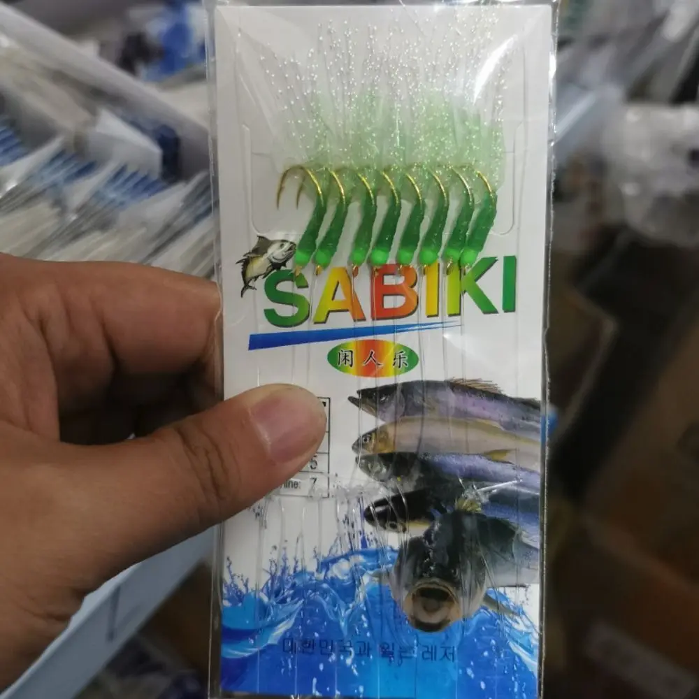 

Sea Fishing Rigs Rubber Green Rubber Lures Lures Hook Sabiki Sea Fishing Rigs Green Golden Golden Tied Hooks Ocean Beach Fishing