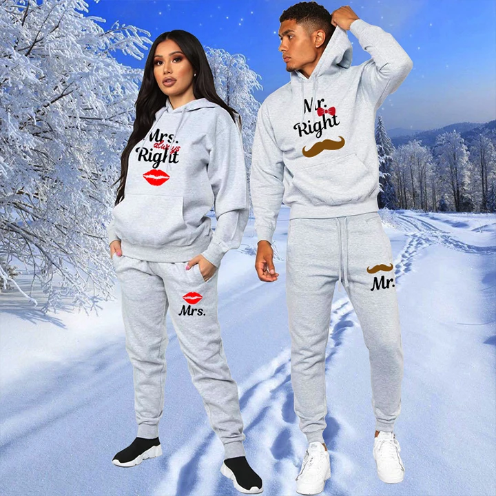 Mr. Back Print likes two pieces of sweatshirts and pants, a trendy, casual, and comfortable Y2K sportswear set for couples