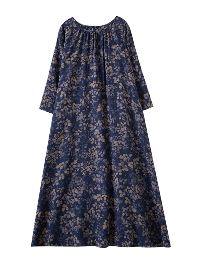 Robe longue plissée à volants et manches longues pour femme, tenue décontractée à imprimé floral, à la mode, collection automne