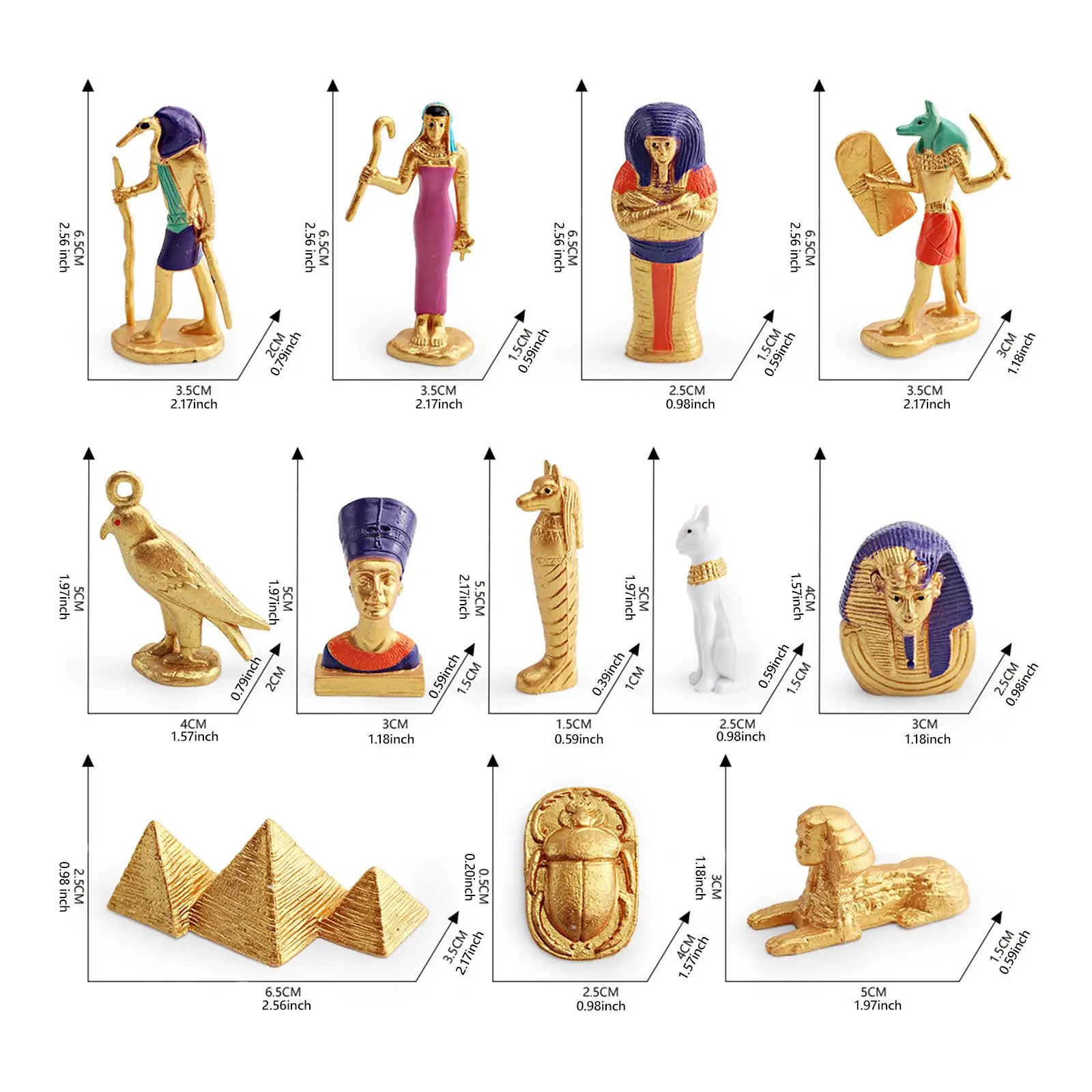 12x Ancient Egypt Figurines Miniature Egyptian Figurines for Gift Role Play