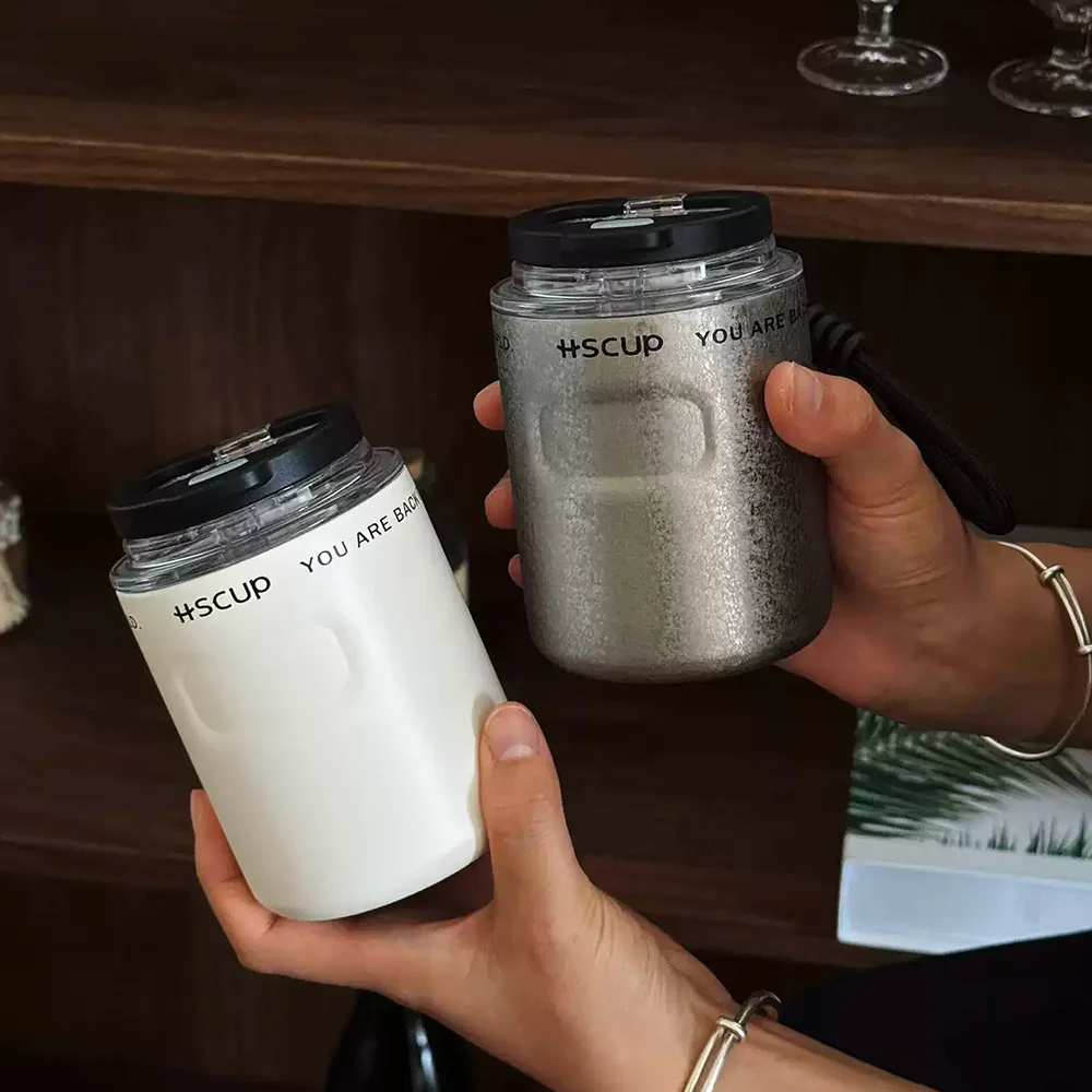 YFY simple coffee cup portable small  double drinking  mini niche premium stainless steel vacuum