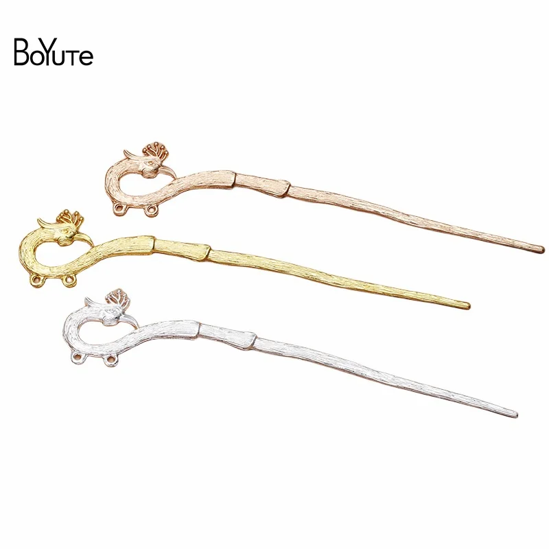 BoYuTe-Palo de pelo de Fénix de aleación de Metal, accesorios para el cabello Vintage, materiales para hacer joyas hechas a mano, 30x165MM, 10 unidades por lote