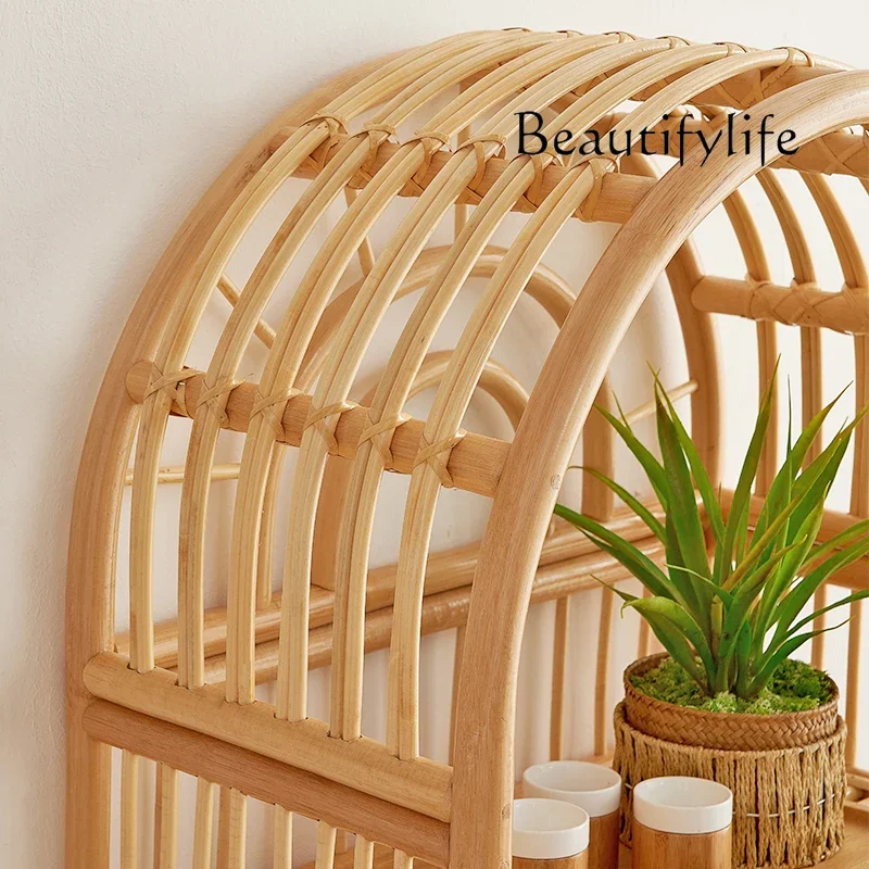 I Rattan Home Stay Scaffale per libri Sud-Est asiatico Rattan Art Floor Storage Scarpiera Scaffale di stoccaggio giapponese