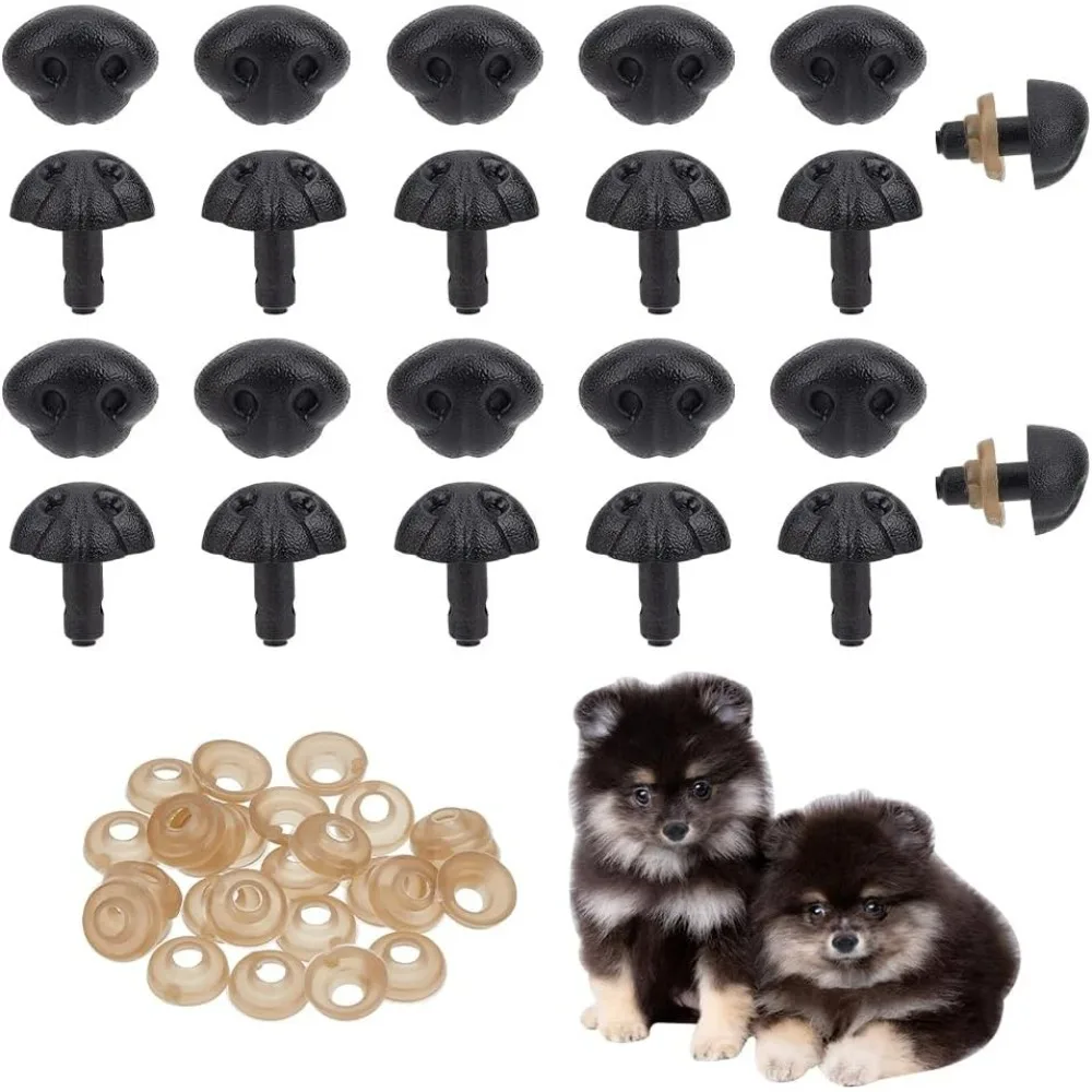 30 Pcs Crafting Noses 18mm, Black Dog Safety Noses Teddy Bear Noses Making Supplies False Puppy Nose 18mm for Stuffed Animals