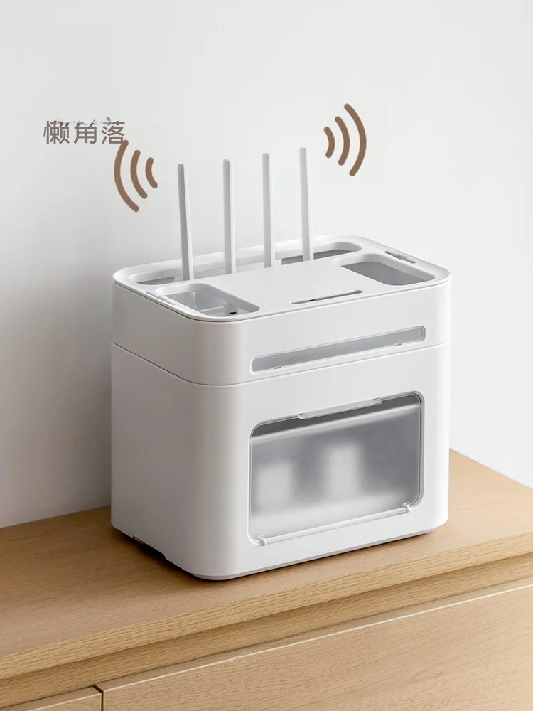 Wi-Fi Router Storage Box & Cable Management Organizer - Dustproof Corner Wire Holder for TV Stand & Living Room
