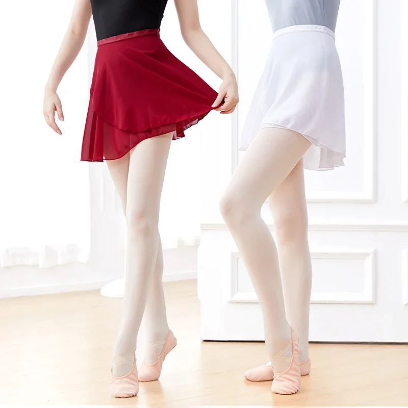 Women Ballet Skirts Lace-up Chiffon Skirts Dance Skirts Adults Girls Leotards Skirt Ballet Practice Dancing Mini skirts Tutu