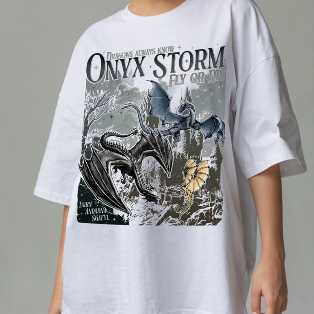 Onyx Storm Women T-Shirt Fourth Wing Series Shirt Dragon Rider Bookish Tee Gift for Book Lover Fantasy Book Clothes