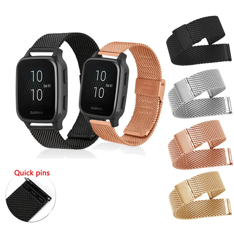 For Garmin Venu Sq 2 /venu2 plus Vivoactive 3 5 6 Music element Milanese Stainless Steel Strap