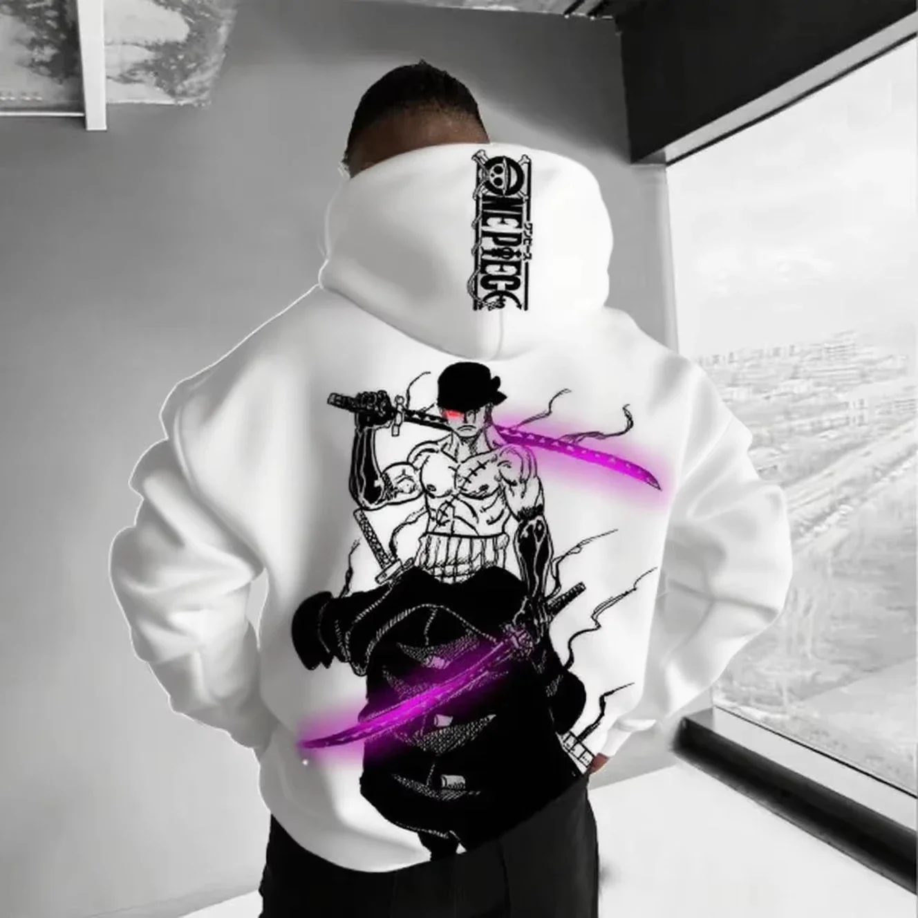 

One Piece Zoro 2026 New Hot Anime Men Hooded Sweatshirt Spring Autumn Cotton Streetwear Casual Hoodie Graphic Print Cosplay Tops