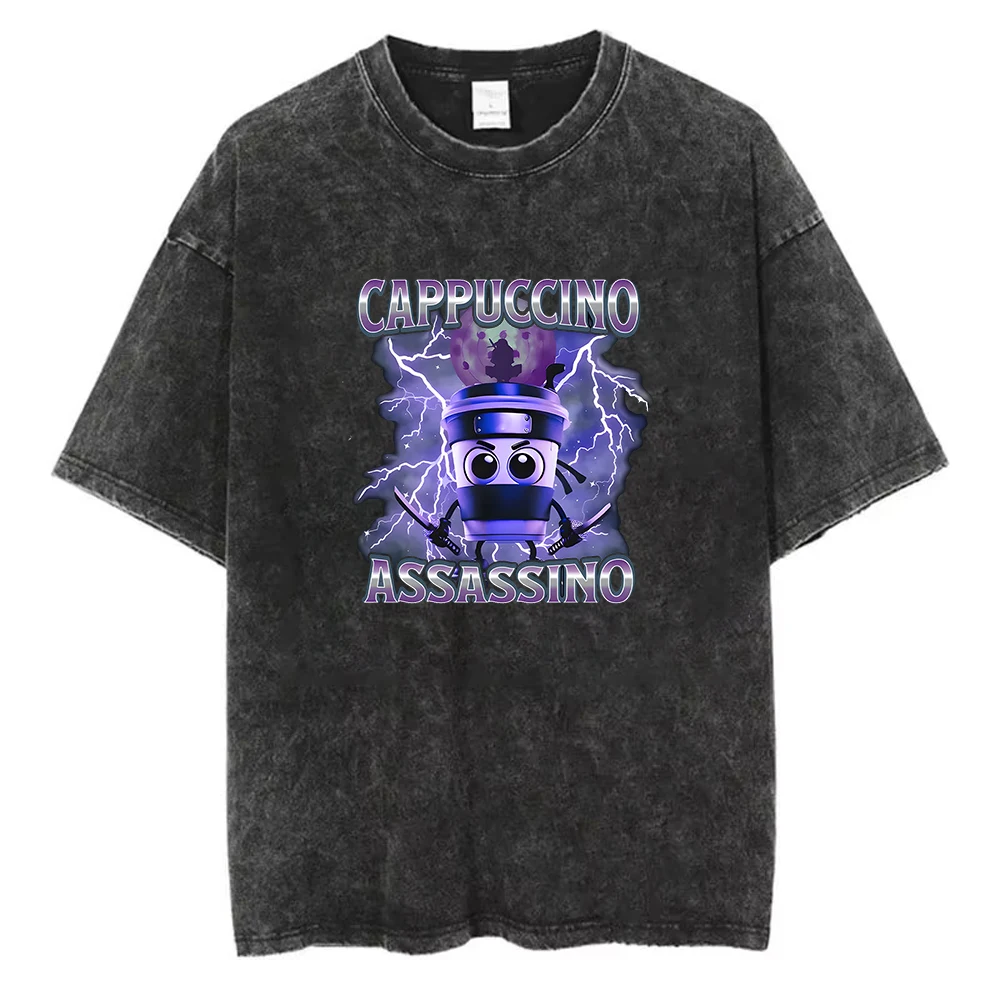 Camiseta de Algodón Lavado con Gráfico Divertido de Memes, Arte Surrealista y Extraño, Estilo Retro con Lavado Ácido, Manga Corta, Harajuku, Playeras para Mujer 4399
