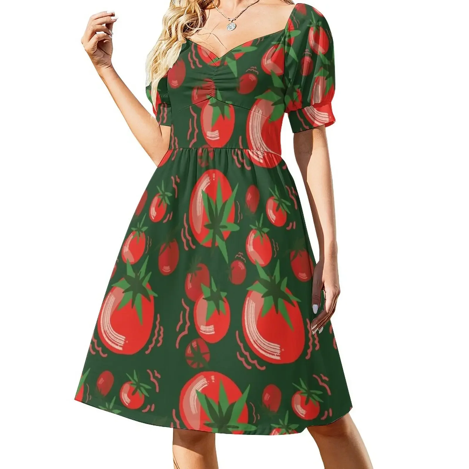 

Tomato Tomato Tomato Short-Sleeved Dress women evening dress Elegant gowns elegant dresses for women Woman clothes