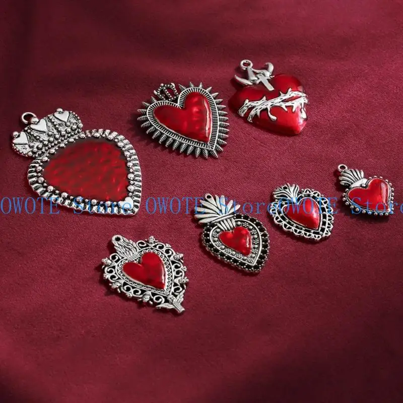 A52E DIY Heart-shaped Pendant Punk Heart Charm Gothic Hanging Ornamnet Decor