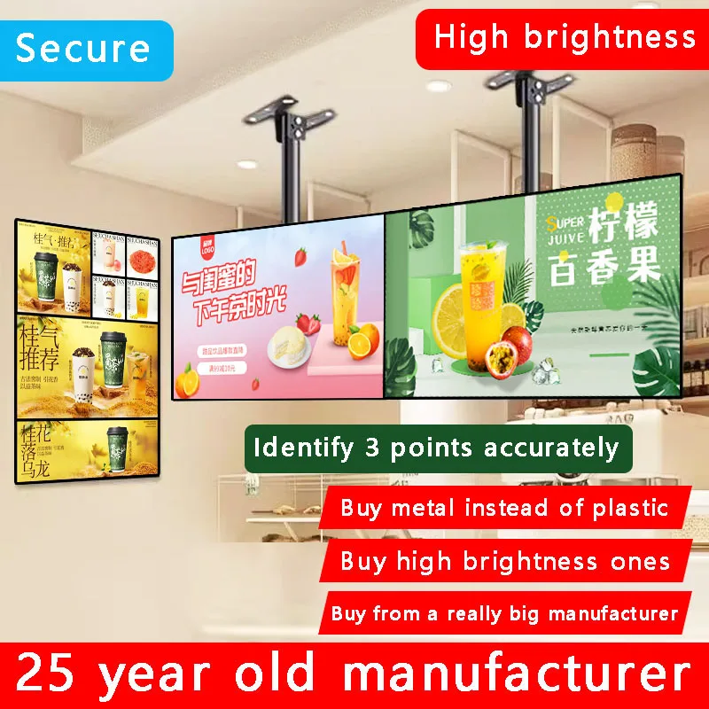 Ultra thin LED floating light box, LED menu board, magnetic ceiling hanging light box, suitable for restaurants and shops.