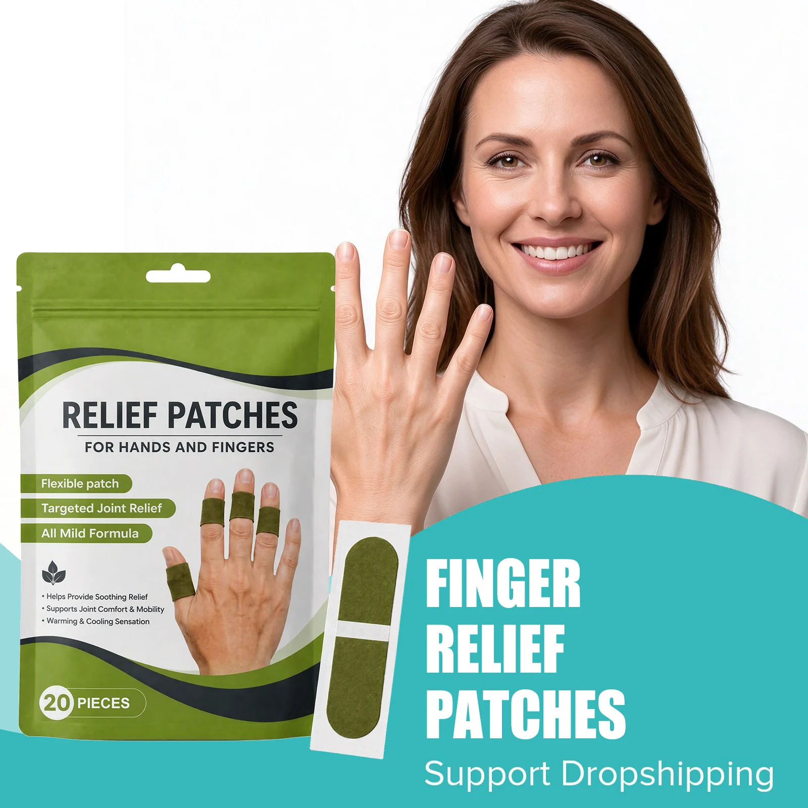 Finger Relief Patches Fits Closely Support Joint Comfort Mobility Warming Cooling Sensation Ease Stiff Sore Flexible Breathable