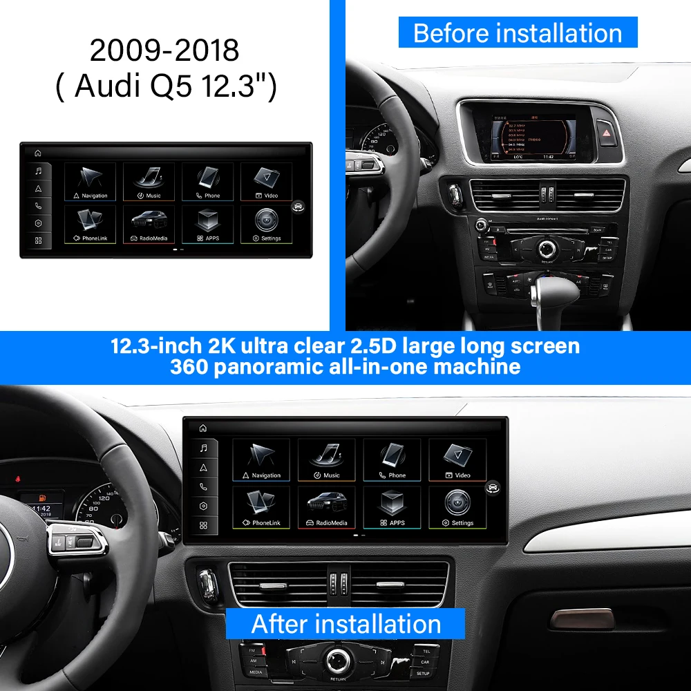 Q5 A6L Q7 A4L A3 Q3 Car Android 12.3 Inch Touchscreen 8Core AI Carplay Android Auto Car Dvd Player ALL Car