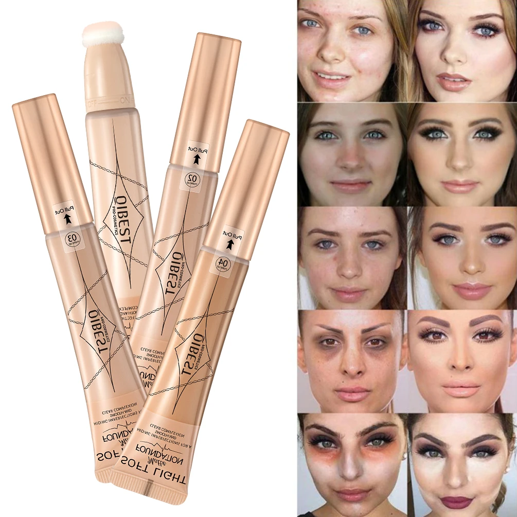 QIBEST Liquid Concealer Cream Waterproof Full Coverage Foundation Long Lasting Face Scars Acne Cover Smooth Moisturizing Makeup