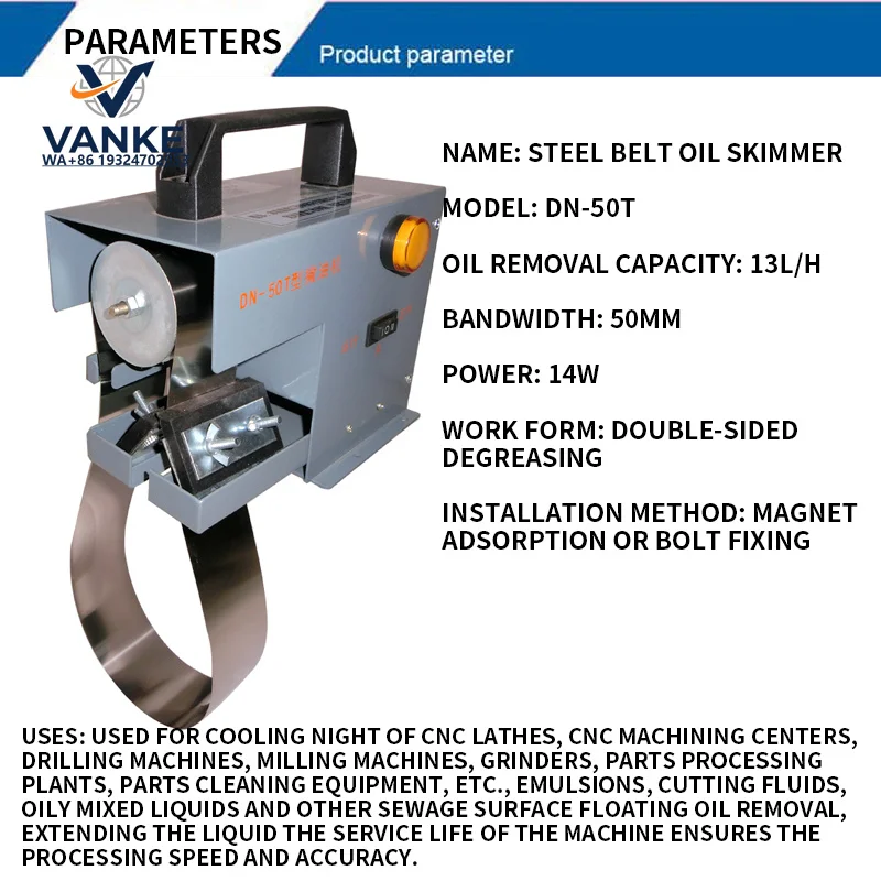 Oil Re moval Capacity 13L/H Mini O il Skimmer Steel Belt Oil Scraper Floating Oi l Remo val Machine Belt O il-water Separator