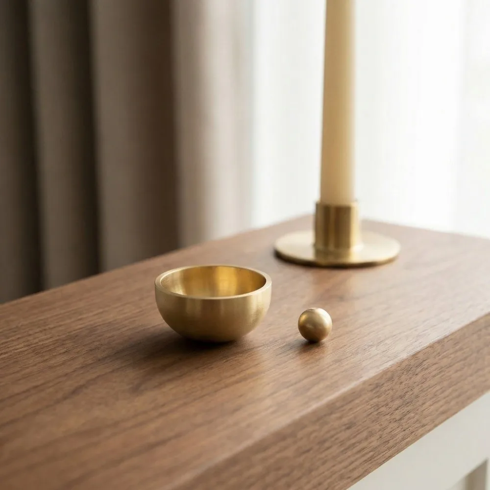 Handmade Brass Mini Singing Bowl Sanskrit Copper Striker Ball Meditation Sound Bowl Portable Buddha Instrument