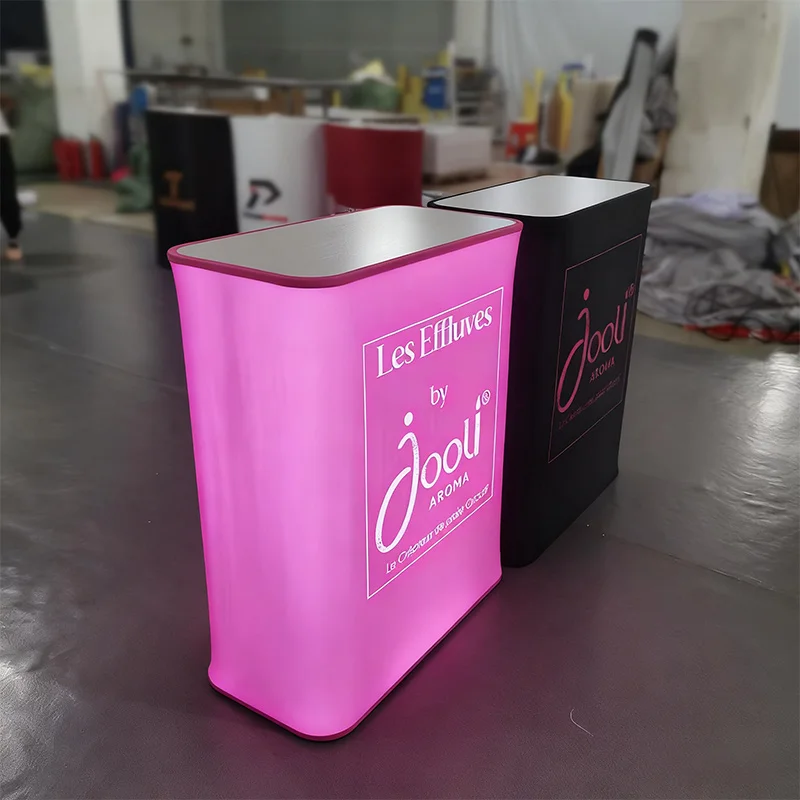 Rectangle Pop up Counter Foldable Trade Show Counter Desk Pop up Booth Table with Led Light