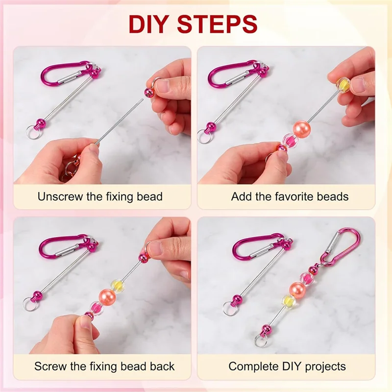

A23I-Beadable Keychain Bars, 24 Pcs Metal Beaded Keychain Blanks Bulk Making Supplies Kit With Snap Hook