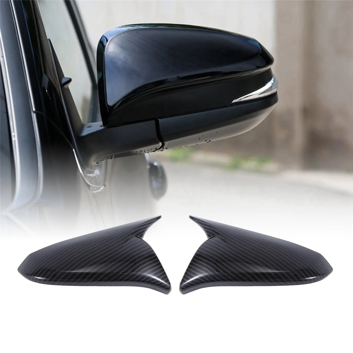 1Pair Car Rearview Mirror Cover for Toyota Highlander RAV4 HARRIER 2013-2022 Ox Horn Side Mirror Shell Reverse Caps Trim