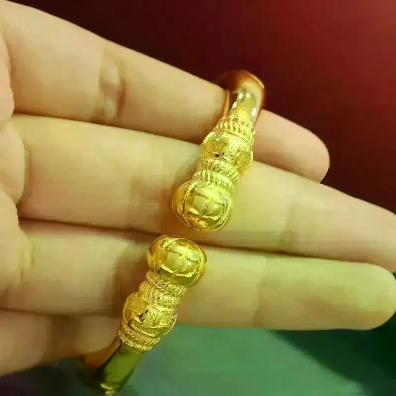Open Cuff Bangle Gold Plated Carved Floral Pattern Durable Shine For Daily Wear Special Occasions