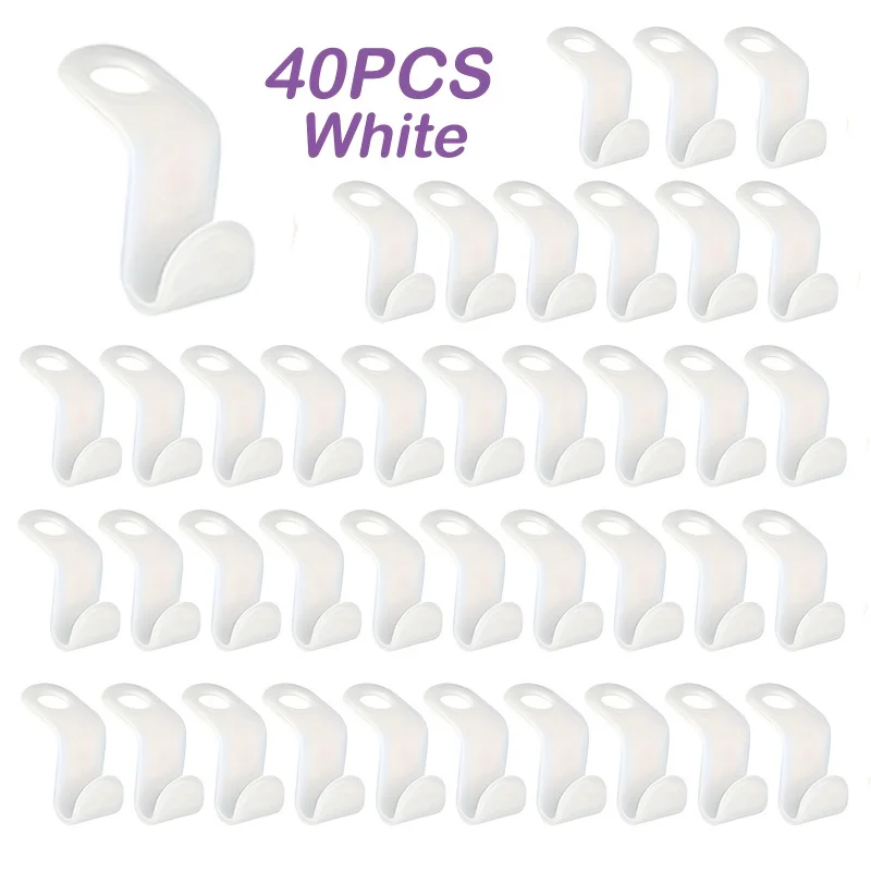 40PCS Durable Plastic Hanger Connector Hooks - Space Saving Multi-Hook System for Closet Organization in Home