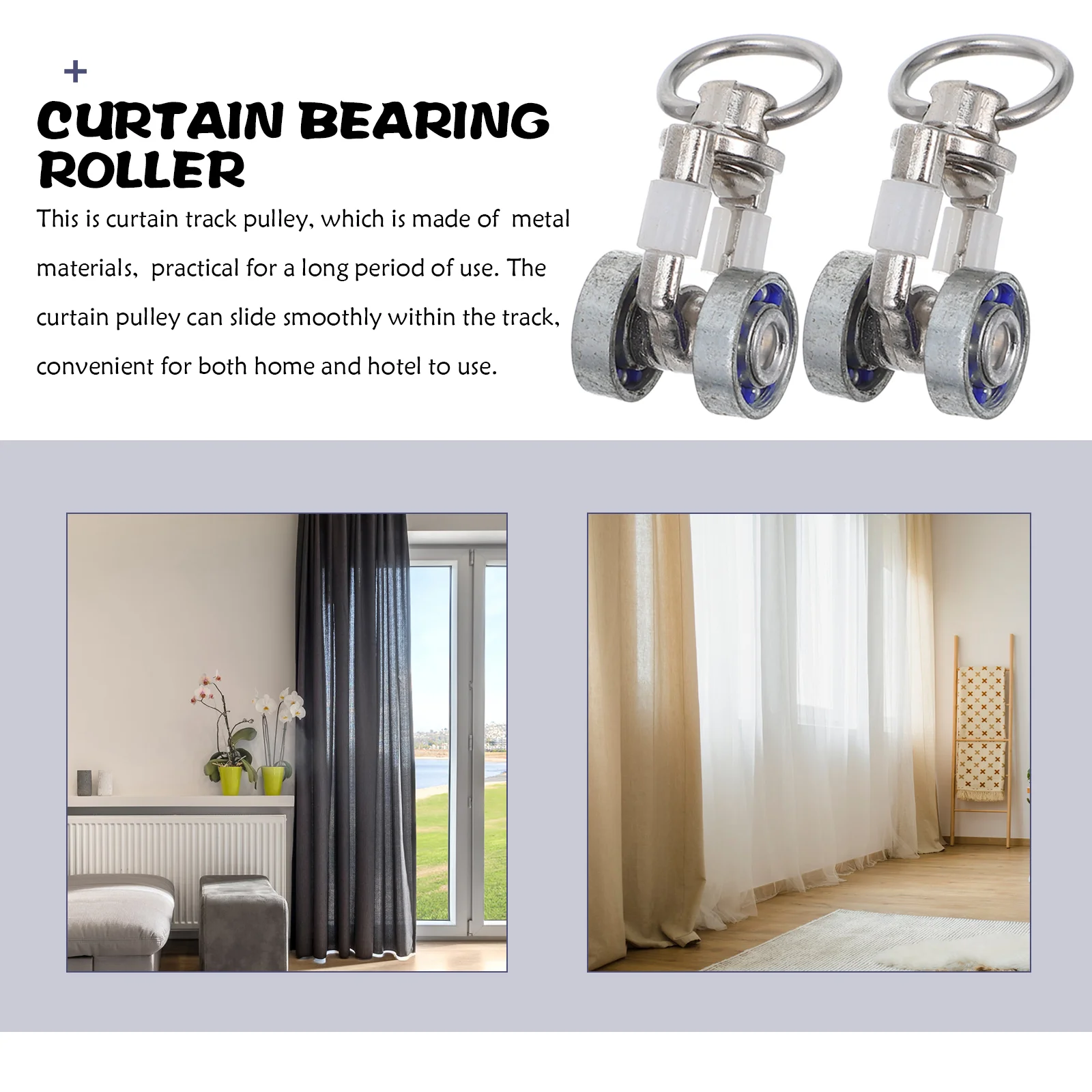 5 Pcs Curtain Accessories Pulley Hook Rollers Track Wheel Car RV Sliding Metal Toddler Drapery Rods