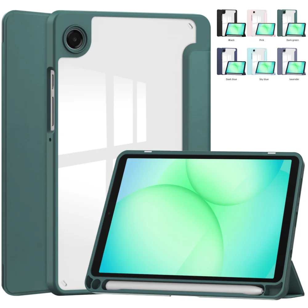 

Case for Samsung Galaxy Tab A11 8.7 inch SM-X130 SM-X135 2025 8.7" Acrylic Tri-Folding Flip Stand Tablet Cover with Pen Slot