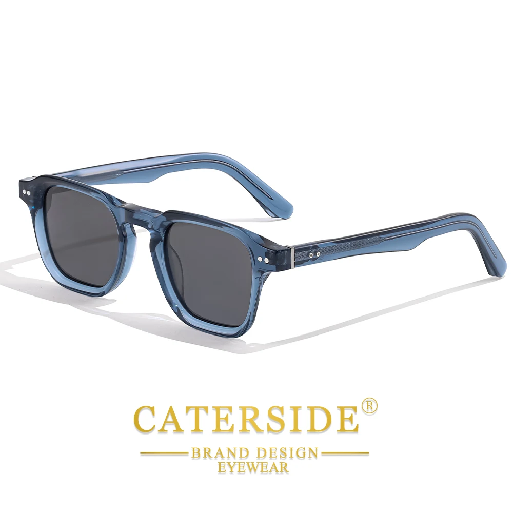 CATERSIDE Square Polarized Sunglasses Men Retro Large Acetate Frame Women Sun Glasses Punk Outdoor Driving Travel Eyewear UV400