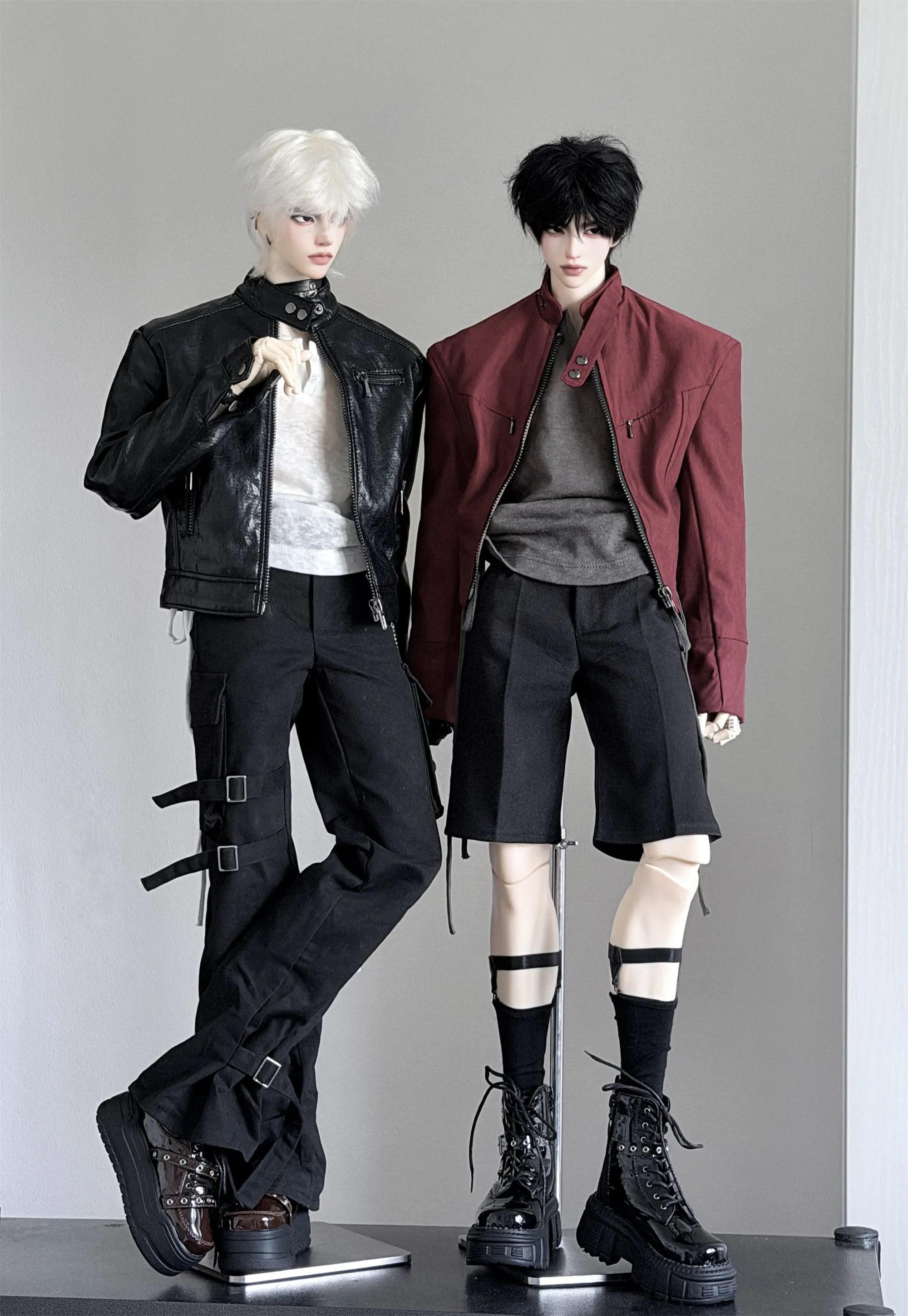 1/4 ID75 Knee-high Chunky-heeled Boots In Stock BJD Doll Shoes Boys Girls Black Brown Glossy Leather High Boots Doll Accessories