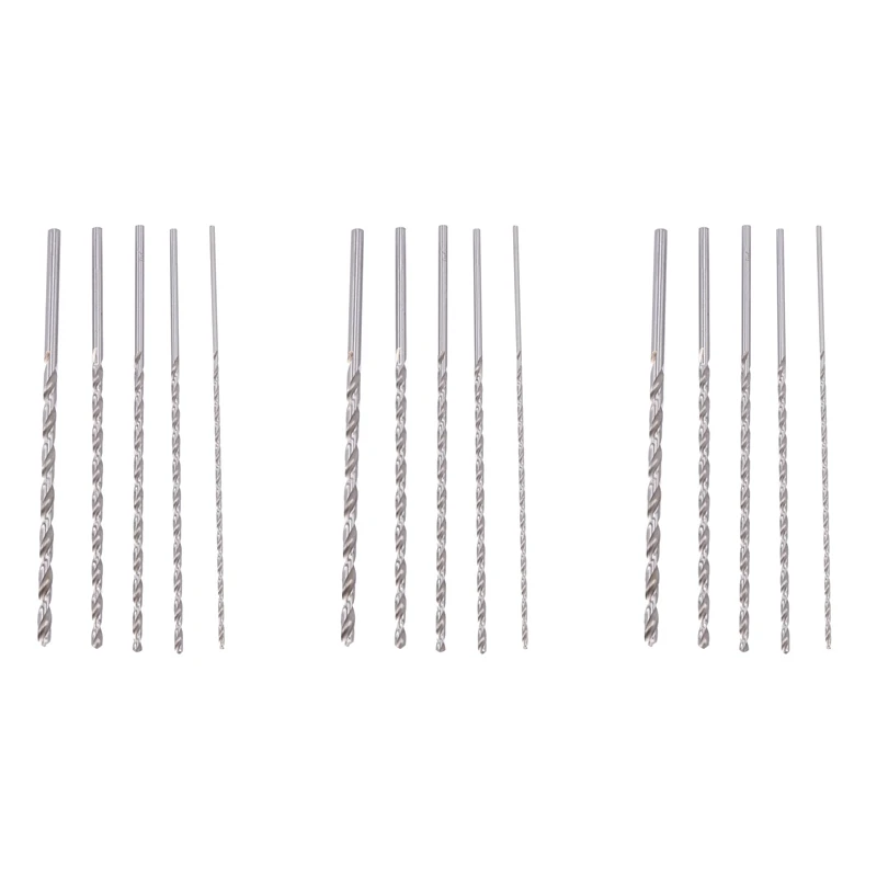 A23T 15Pcs Extra Long HSS Twist Drill Bit Set, 2-5mm, Straight Shank, 150-160mm, for Wood Plastic Aluminum, DIY Tool