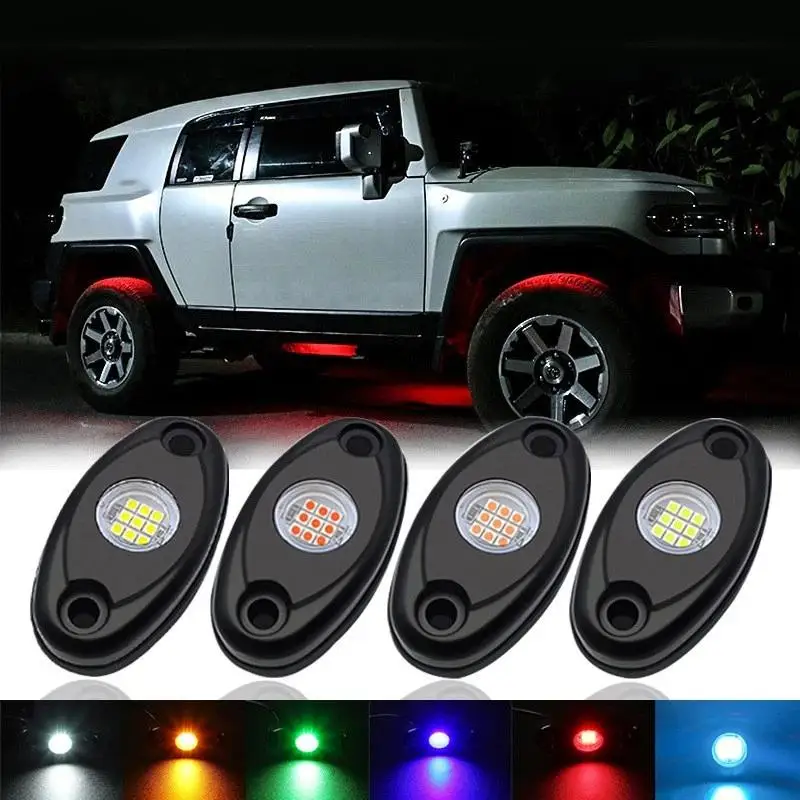 LED RGB Car Rock Lights Waterproof Underbody Neon Kit for Offroad Truck Exterior Atmosphere Upgrade
