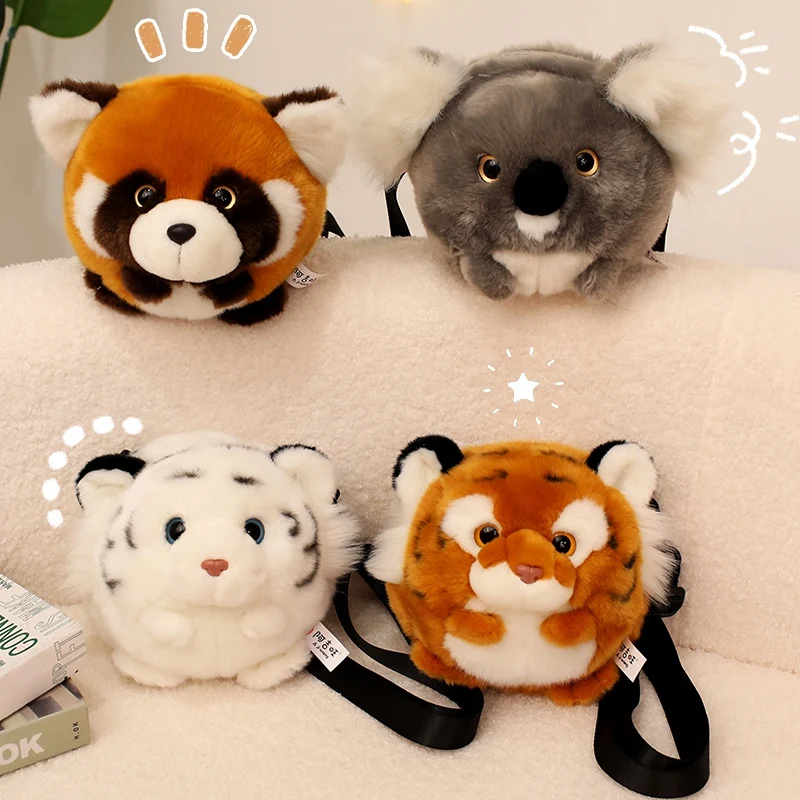 

Kawaii плюшевая сферическая фигурка животного тигр енот коала украшение для рабочего стола сумка через плечо реквизит для косплея