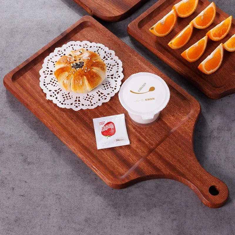 

Ebony Double-Sided Steak Tray Easy-to-Clean Fruit Cutting Board Notched Pizza and Bread Plate Serving Board