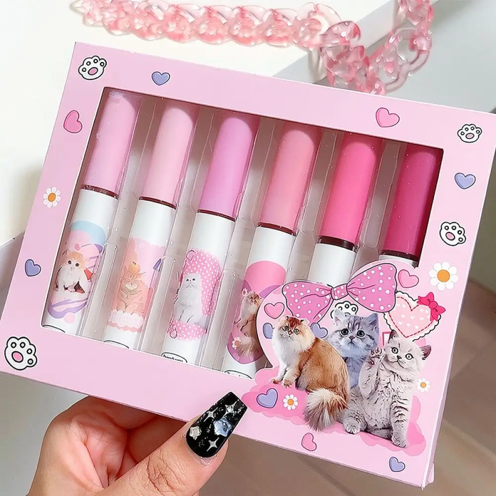 For For DaimAnpu Waterproof Lip Gloss Set Mirror Shiny Moisturizing Lip Mud Long Lasting Non Stick Cup Natural Makeup Kit