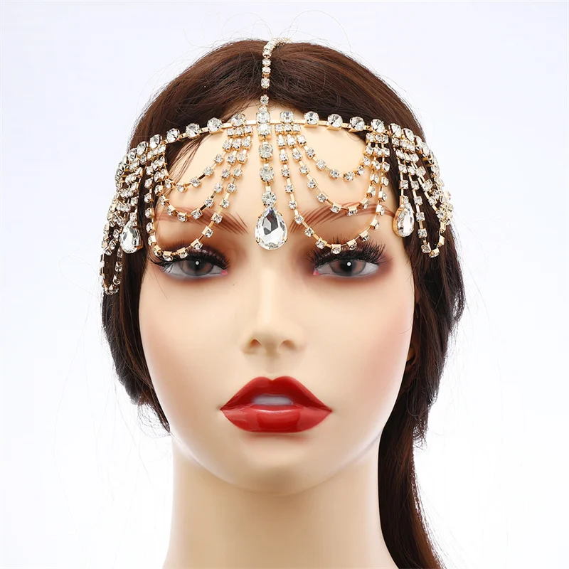 Bohemian Ancient Style Performance Headdress Diamond-encrusted Multi-layer Tassel Bridal Hair Accessories Headband