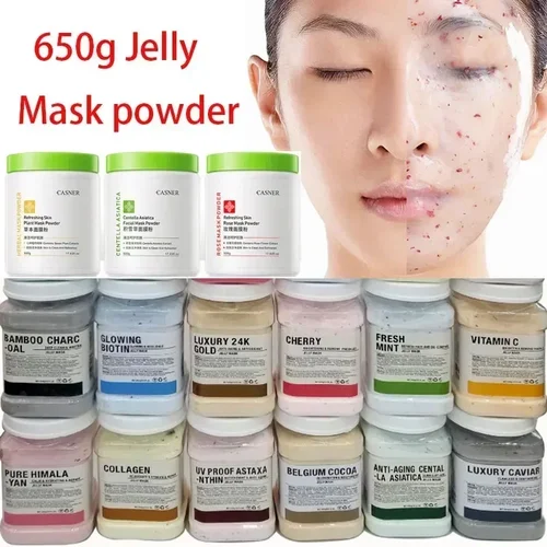Imagen 1 del producto Mascarilla de gelatina dorada de 650g, polvo de vampiro DIY, máscaras en polvo de plantas, exfoliación de vitamina C, ácido hialurónico, cuidado de la piel Facial, mascarilla de barro rosa
