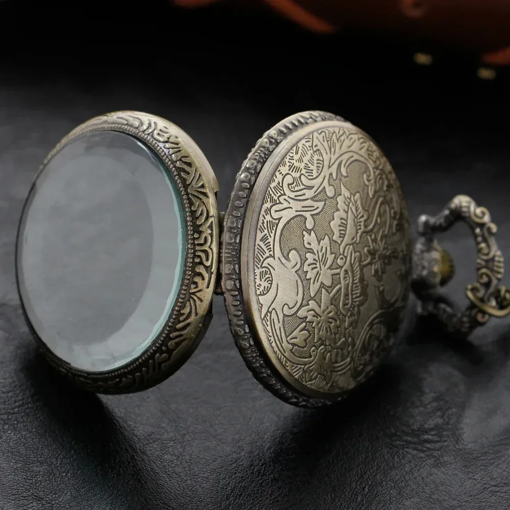 絶妙なカラフルなストライプスケールクォーツ懐中時計スチームパンク懐中時計男性と女性のネックレスペンダントチェーンギフト付き